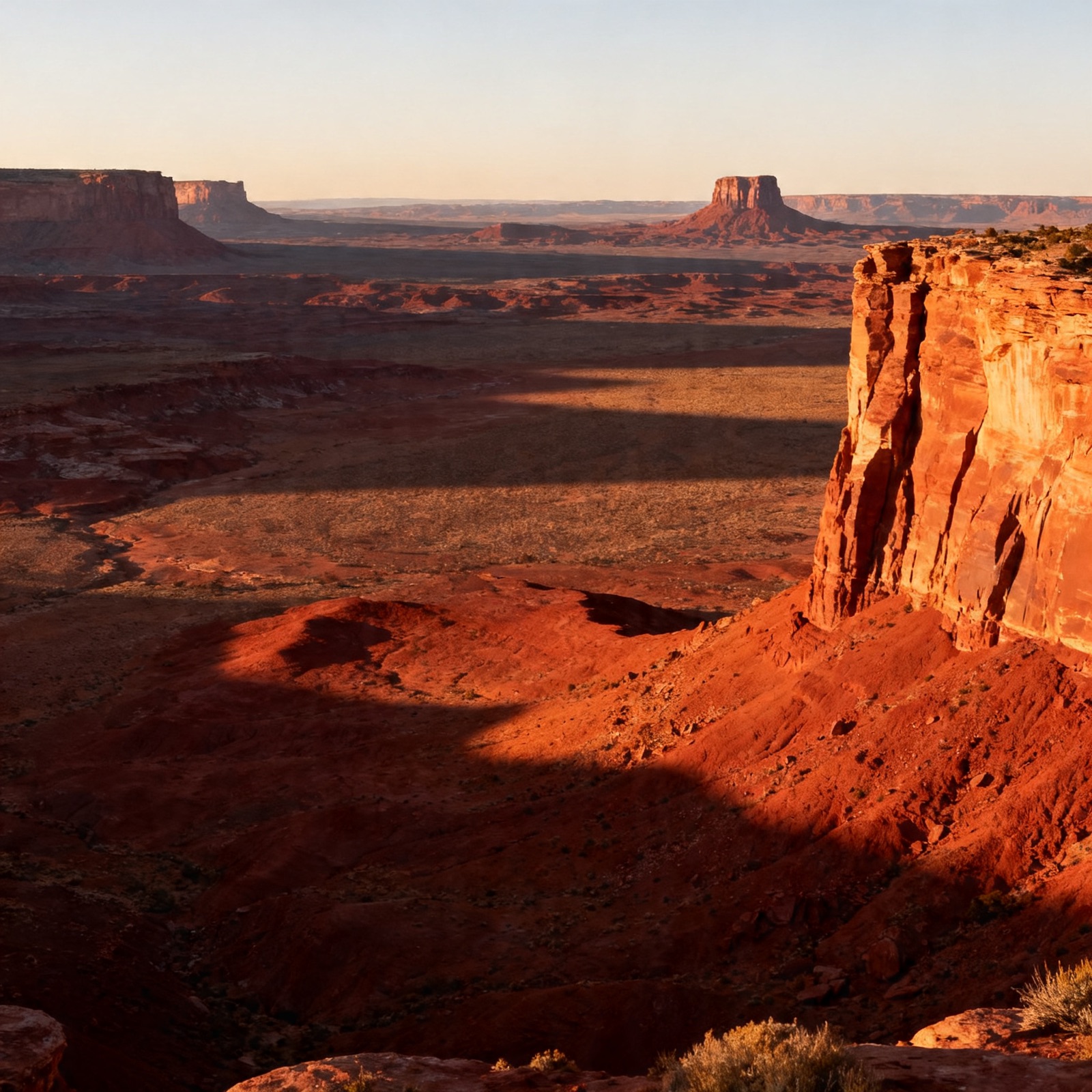 Utah red rock desert landscape at golden hour, warm terracotta tones